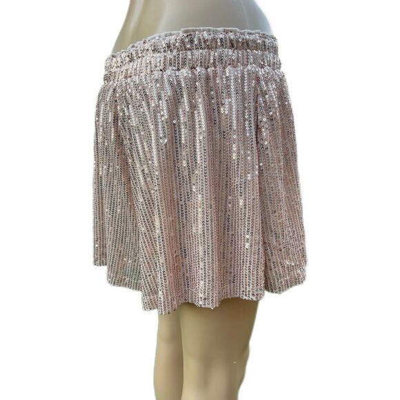 Cotton Bleu Women Gold Sequin Shorts Stretchy Waist lined Size Medium - Picture 5 of 10